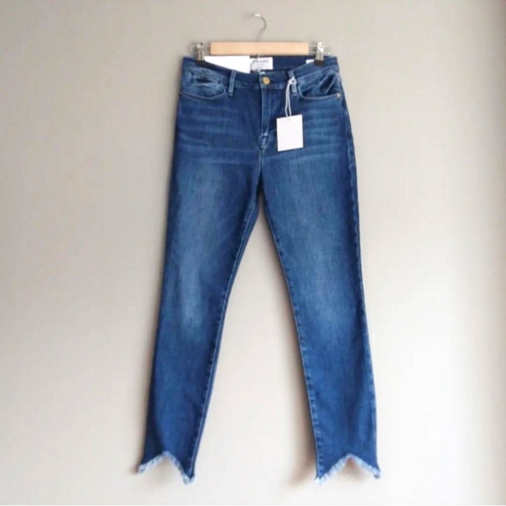 Frame Denim Skinny Frayed Jeans